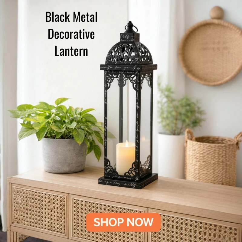Black Metal Decorative Lantern - Image 2