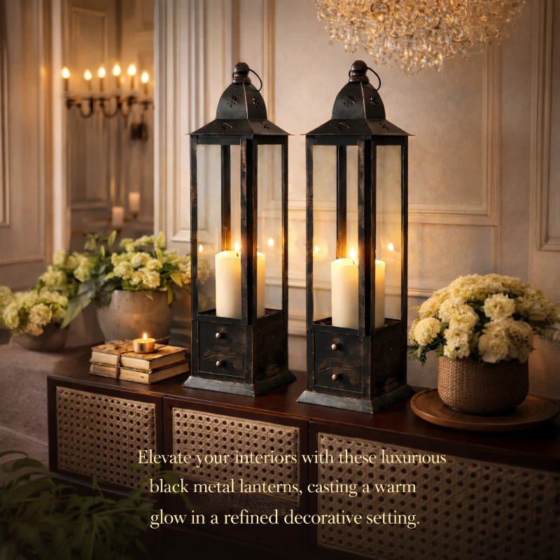 Black Metal Decorative Lantern - Image 3