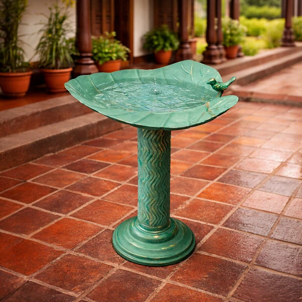 Leaf Pedestal Bird Bath - Image 3